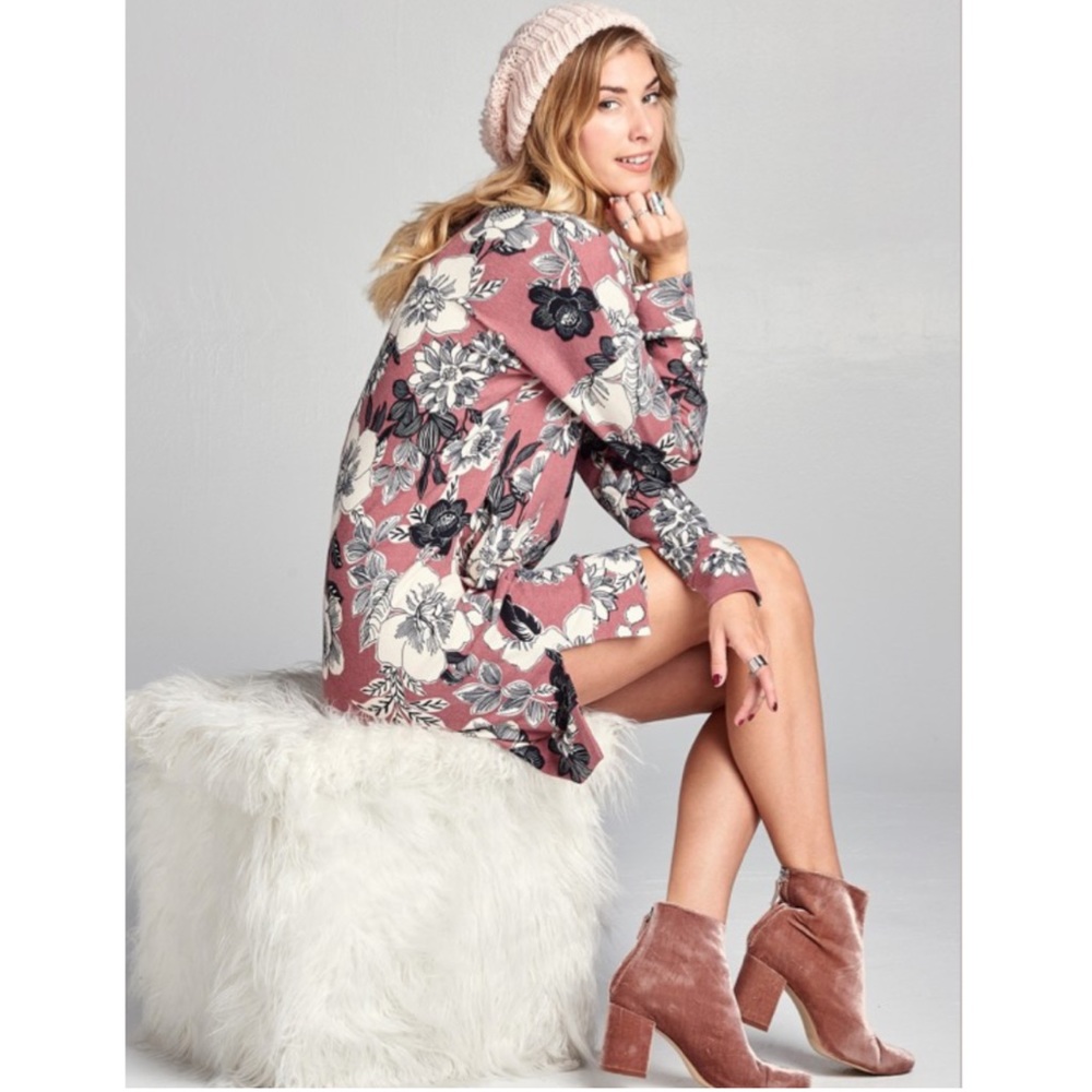 Mauve floral shift dress